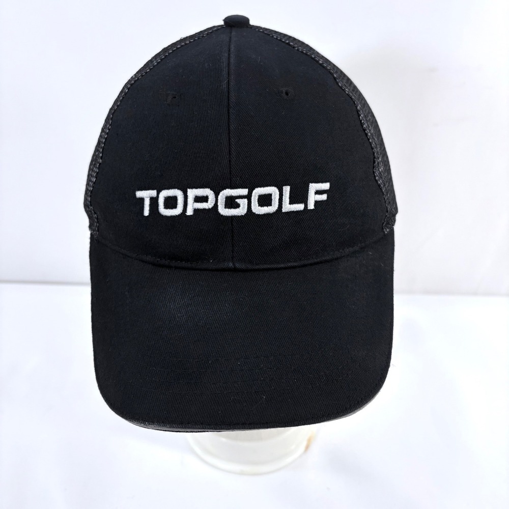 Topgolf Trucker Hat‎ Black Mesh Back Adjustable Embroidered Logo TG3810BK